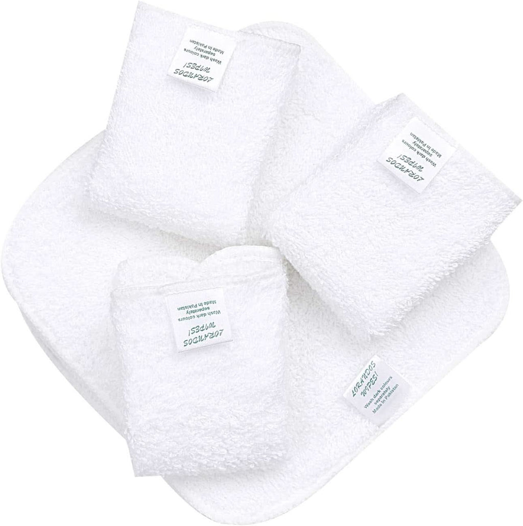 Șervețele reutilizabile pentru copii 100% bumbac Terry (25pachet - 15X15Cm - alb) fără parfum, lavabile, ultra moi și super absorbante Mama si Copilul Naty Shop