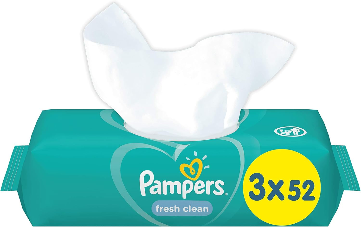 Salviette per neonati Pampers Fresh Clean 81688041, 3x52 pezzi, (salviette per neonati, sacchetto di plastica, ragazza/ragazzo, turchese, bianco, Germania, 896,7 g)
