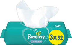 Salviette per neonati Pampers Fresh Clean 81688041, 3x52 pezzi, (salviette per neonati, sacchetto di plastica, ragazza/ragazzo, turchese, bianco, Germania, 896,7 g)