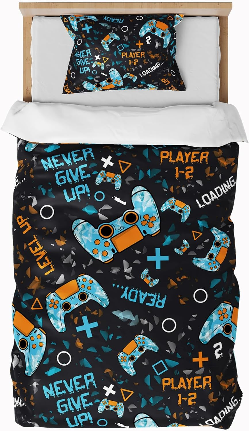 Biancheria da letto per bambini, ragazzi, vari modelli, con cerniera, in microfibra di poliestere Biancheria da letto - bambini Naty Shop Game Controller 135X200 Cm + 80X80 Cm