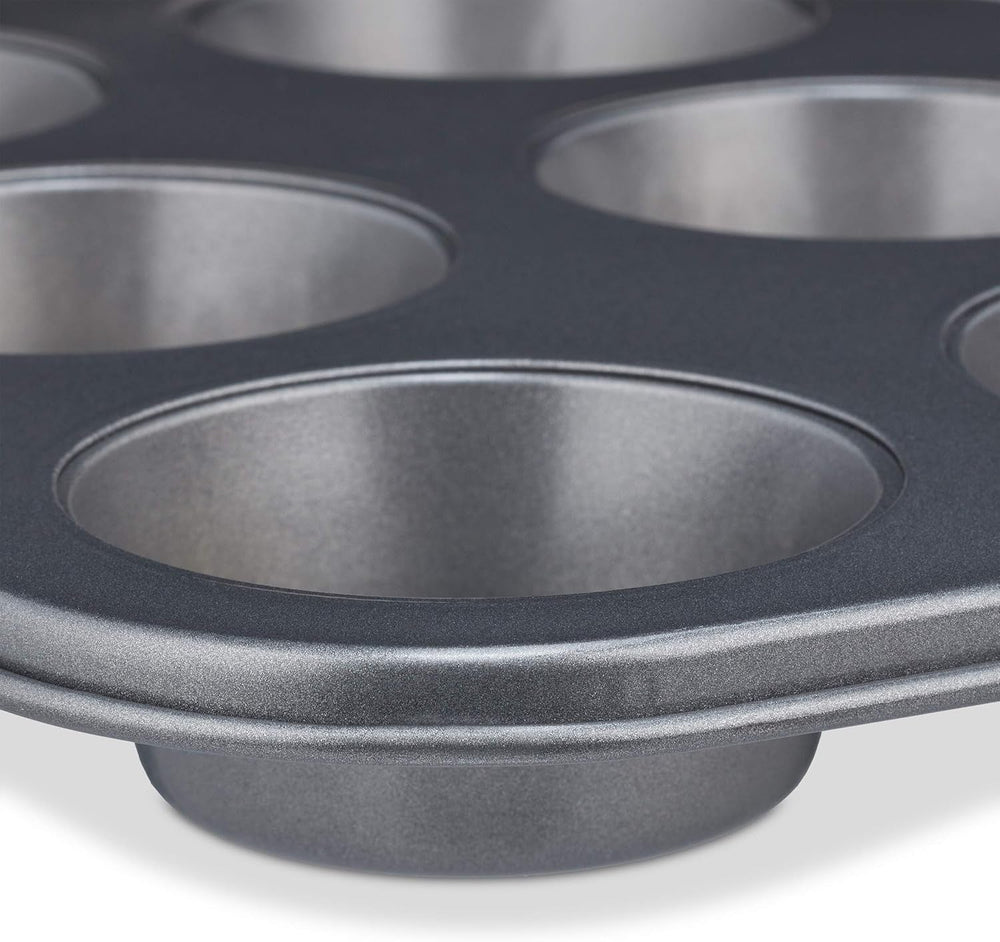Relaxdays Muffinform, Set 2Er, 12Er Muffinbleche, Antihaftbeschichte, Carbonstahl, Muffins & Cupcakes, Ø 6,5 Cm, Grano, 10030825 Stampi e vassoi per cuocere al forno Naty Shop