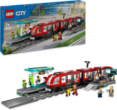 Tram LEGO City con stazione, idea regalo per gli appassionati di veicoli a partire dai 7 anni, con 6 minifigure e un cane guida per giochi di ruolo, giocattolo da costruzione 60423 Set da costruzione Besuche den LEGO-Store Titolo predefinito