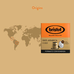 Bristot, 100% Kaffee Arabica – 120 Kapseln kompatibel mit Nespresso – Kaffeemischung aus Mittelamerika und Brasilien, Schokolade und Trockenfrüchtenoten – 4 Packungen pro 30 Kapseln
