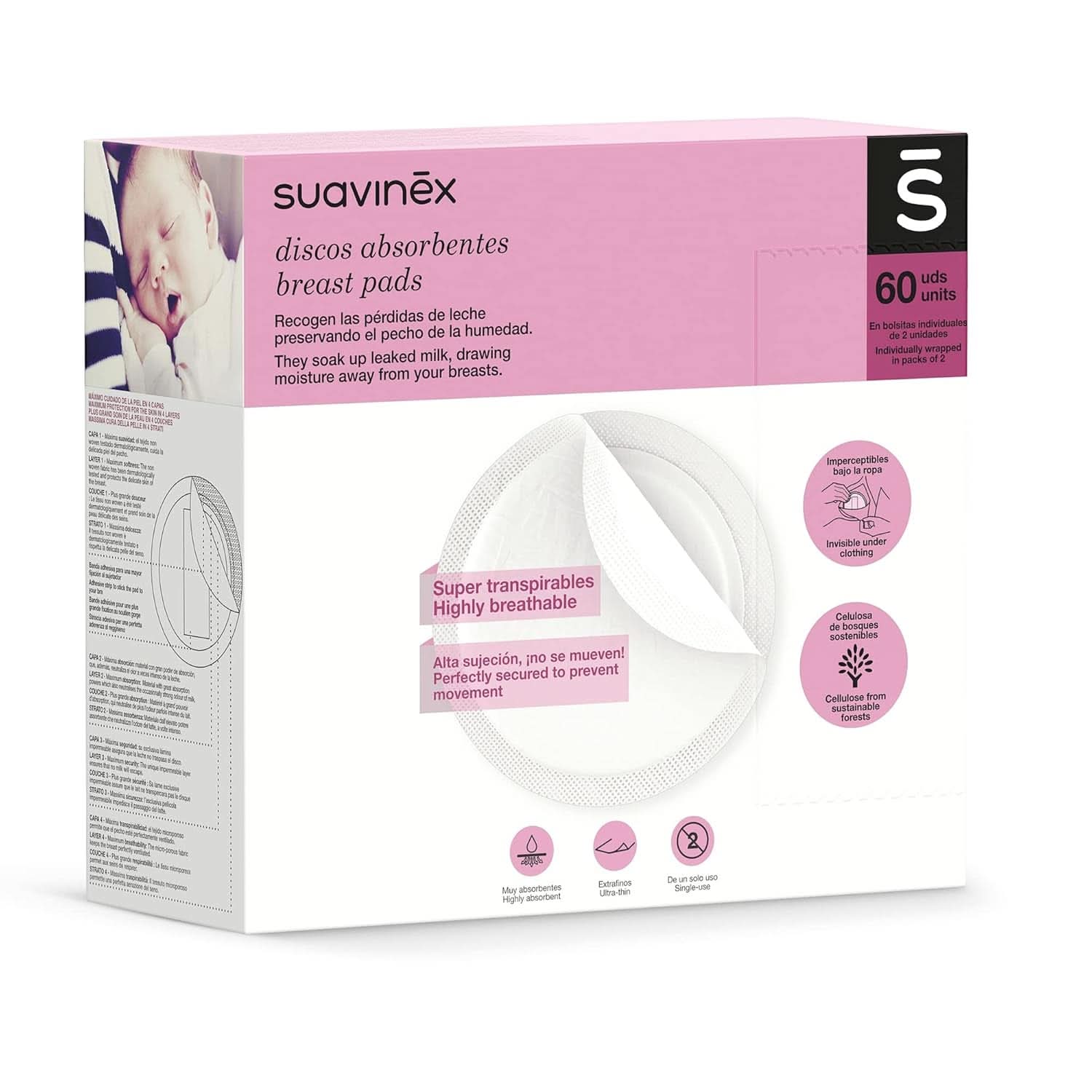 Suavinex 3182126 - Tampon de alăptat pachet de 60 Accesorii Hrana si Alaptare Bebe Naty Shop