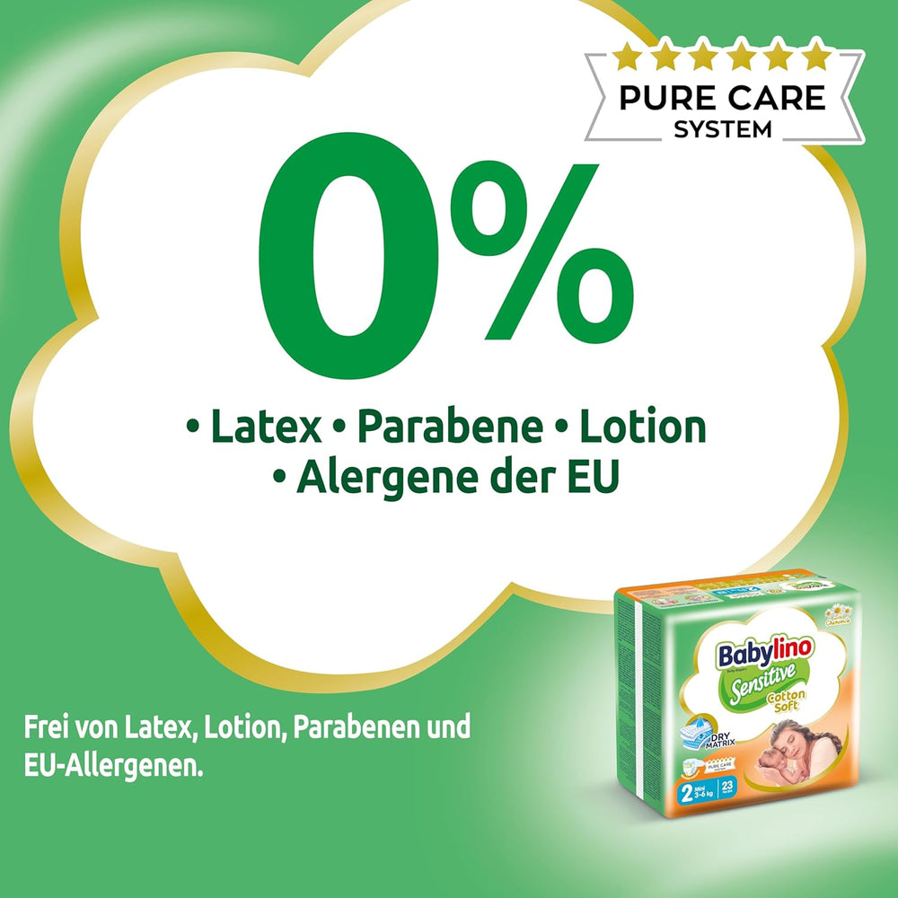 Pannolini per bambini sensibili, taglia 2, mini (3-6 kg), 192 pannolini