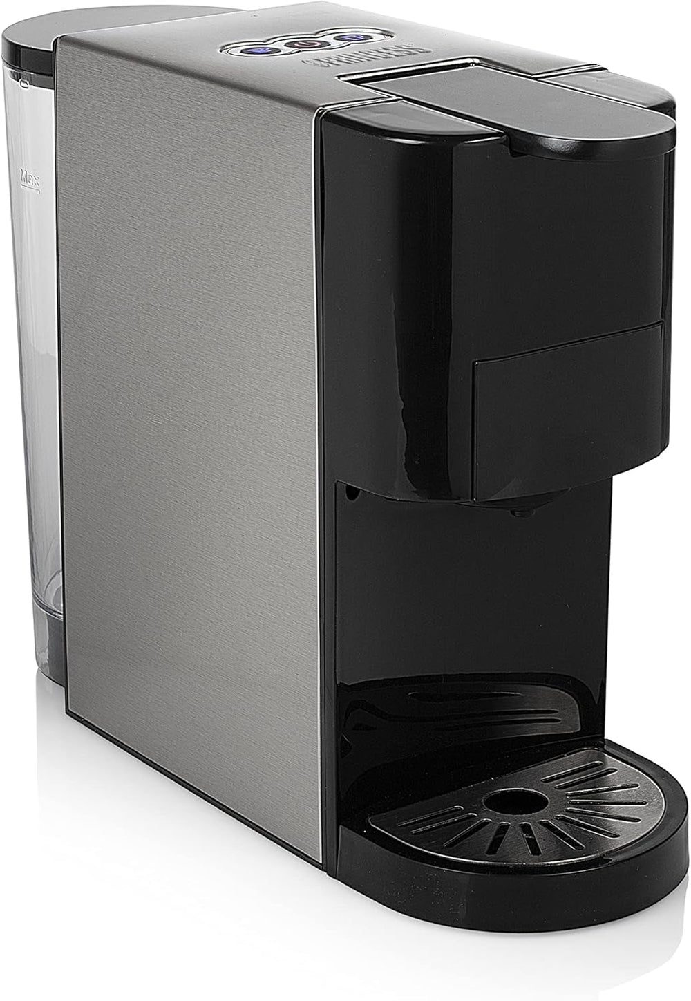 Espressor multicapsule Princess 5 în 1 – Compatibil cu Nespresso, Dolce Gusto, Lavazza a Modo Mio și ESE Pads, capacitate 0,8 l, 1450 W, argintiu, negru