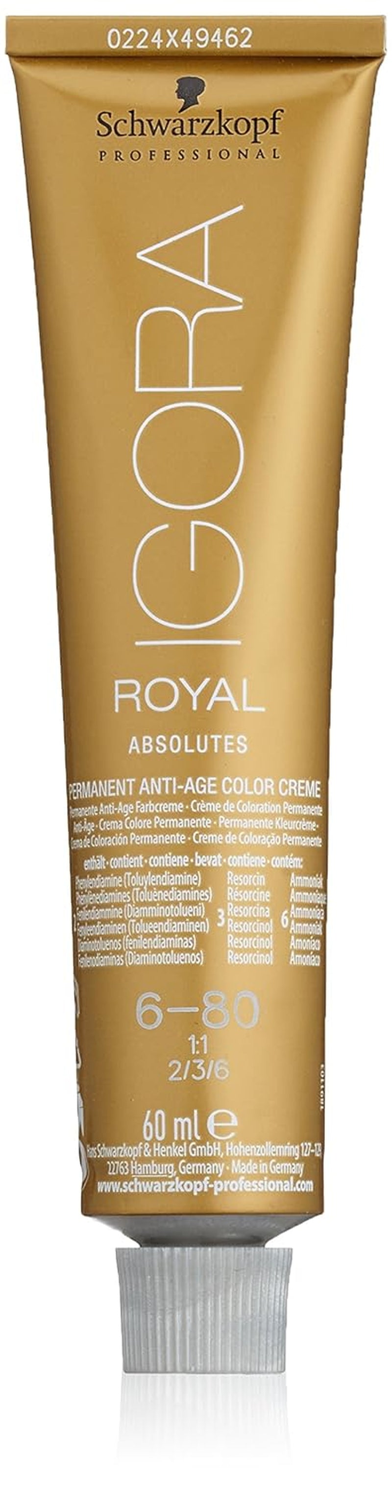Igora Royal Absolute Age Blend Culoare de păr, 7-560 Blond mediu auriu ciocolată, 60 ml Vopsea pentru par Naty Shop 6-80 Blond închis roșcat natural 60 Ml (1 pachet)