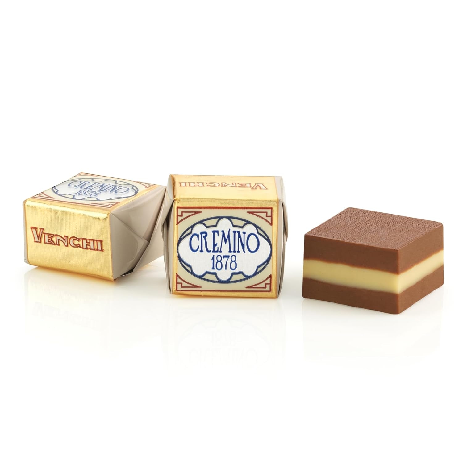Venchi - Cremini 1878 - Cioccolato tre strati al gianduja con latte e pasta di mandorle, "Nocciola Piemonte IGP", 1 kg, senza glutine, senza coloranti e senza conservanti