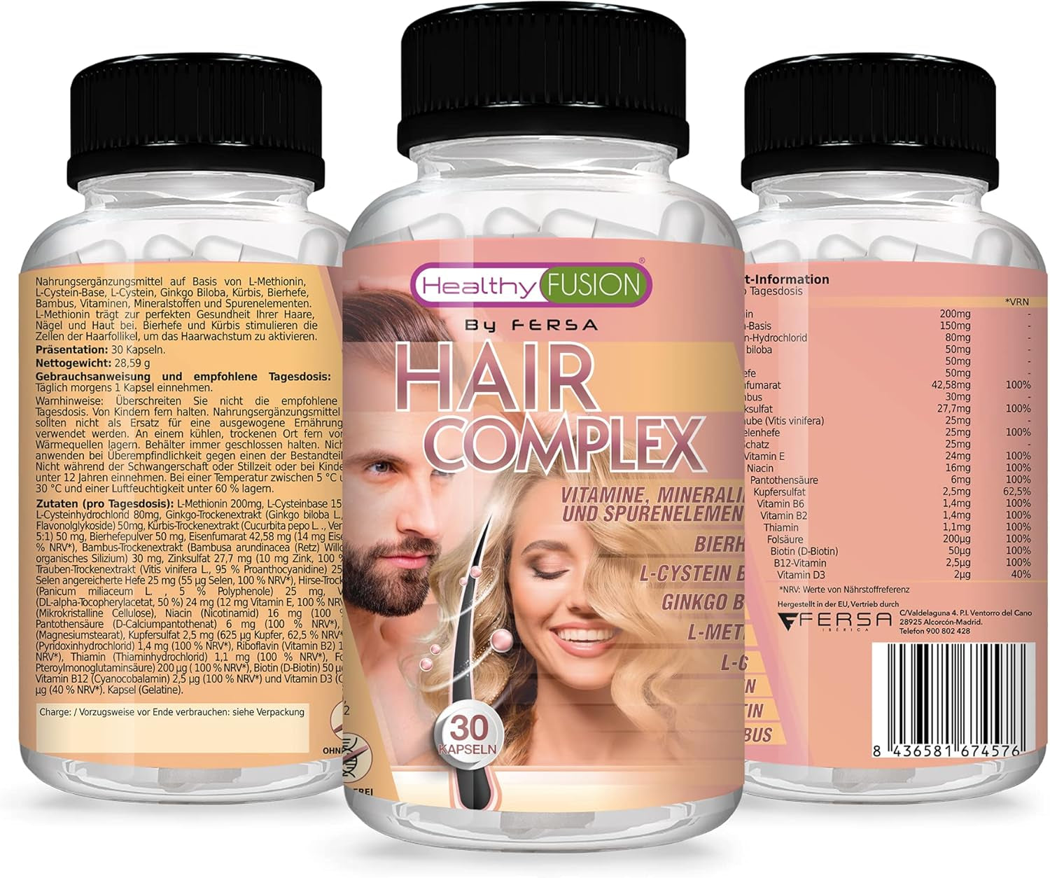 Healthy Fusion Haircomplex, efficace contro la caduta dei capelli, 30 capsule Cura dei capelli Naty Shop