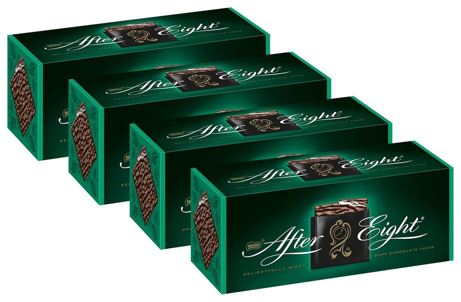 NESTLÉ after EIGHT, tablete subțiri de ciocolată neagră cu umplutură de cremă de mentă Bomboane de Ciocolata Naty Shop 4 x 200 grame Tablete de ciocolată