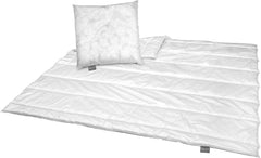 Completo letto Traumnacht Green basic composto da trapunta per tutto l'anno, 135 X 200 cm + cuscino 80 X 80 cm, certificato Oeko-Tex, prodotto secondo lo standard di qualità tedesco. Trapunte e trapunte Naty Shop