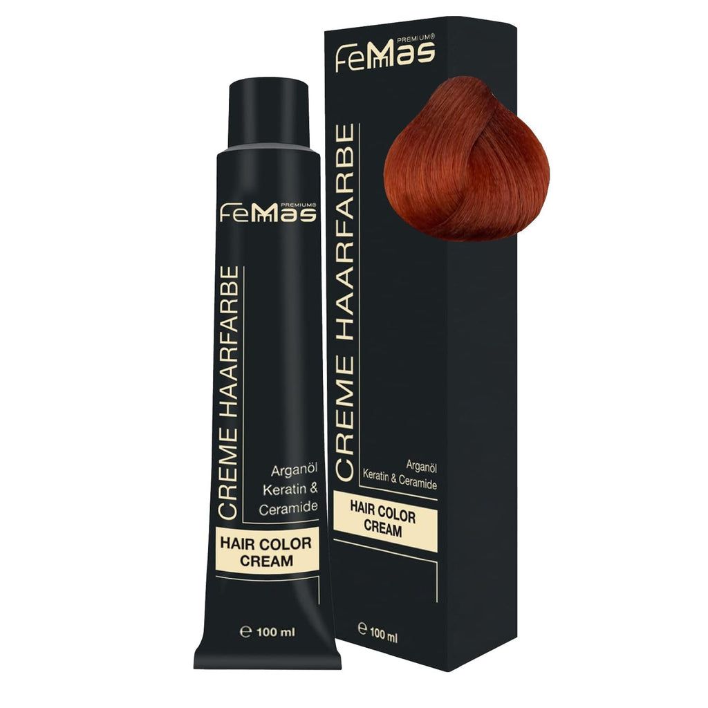 FemMas Hair Colour Pure & Mix Red I Cremă profesională cu ulei de argan, keratină și ceramide I Ca o vopsea de păr permanentă sau nuanță pentru rezultate radiante, de lungă durată I 100 ml