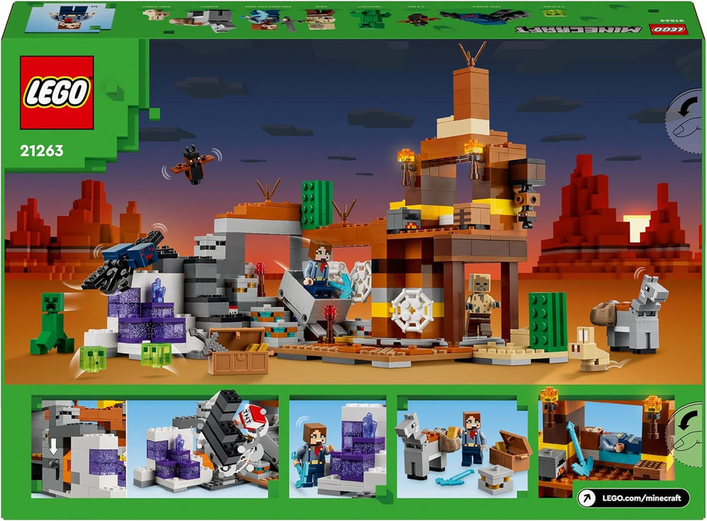 LEGO Minecraft Badlands Mine Videogioco Set di giocattoli minerari per ragazzi e ragazze dagli 8 anni in su Divertimento in mattoncini da costruzione Set avventura Regalo di compleanno 21263 Set da costruzione Besuche den LEGO-Store