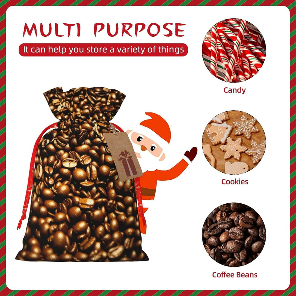 Lustige geröstete Kaffeebohnen, Weihnachtsbeutel mit Kordelzug, robust, 21,1 x 30 cm, geeignet für Partygeschenke und Geschenkverpackung, 1 Stück