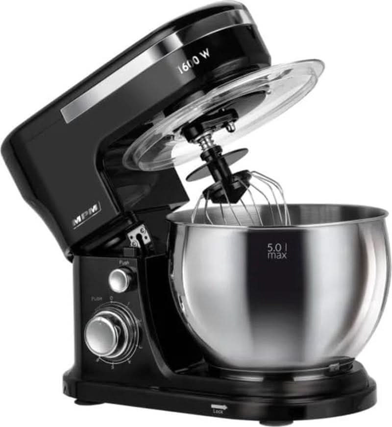 MPM - Planeten-Küchenmaschine Mit 2 Rührschüsseln 4 & 5 Liter - 1600W Küchenmaschine - Schwarz Mama si Copilul Naty Shop