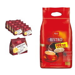 Melitta BellaCrema Intenso gemahlener Röstkaffee in Kaffee-Pads 10 x 16 Pads & Café Bistro Röstkaffee in Kaffee-Pads, 100 Pads