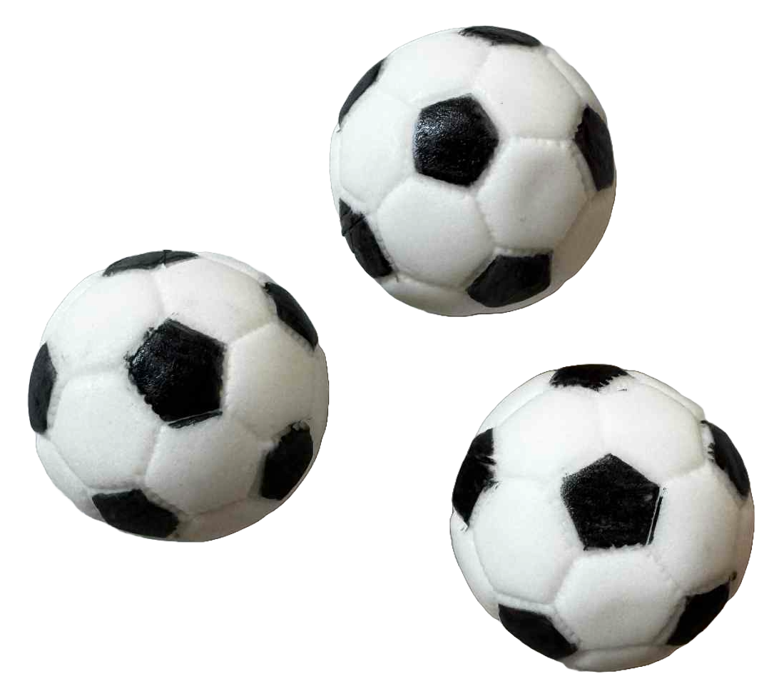 Set 3 decoratiuni comestibile din pasta de zahar, Mingi de fotbal Decoratiuni din Pasta de Zahar Nati Shop