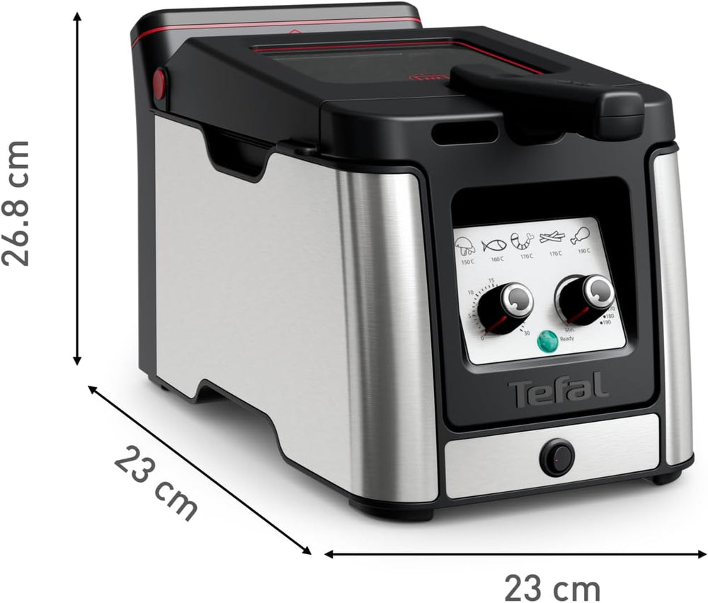 Friggitrice Tefal FR600D Clear Duo, frigge con meno fumo e odori, capacità 1,2 kg, termostato, timer, ampia finestra di visualizzazione senza nebbia Elettrodomestici Naty Shop