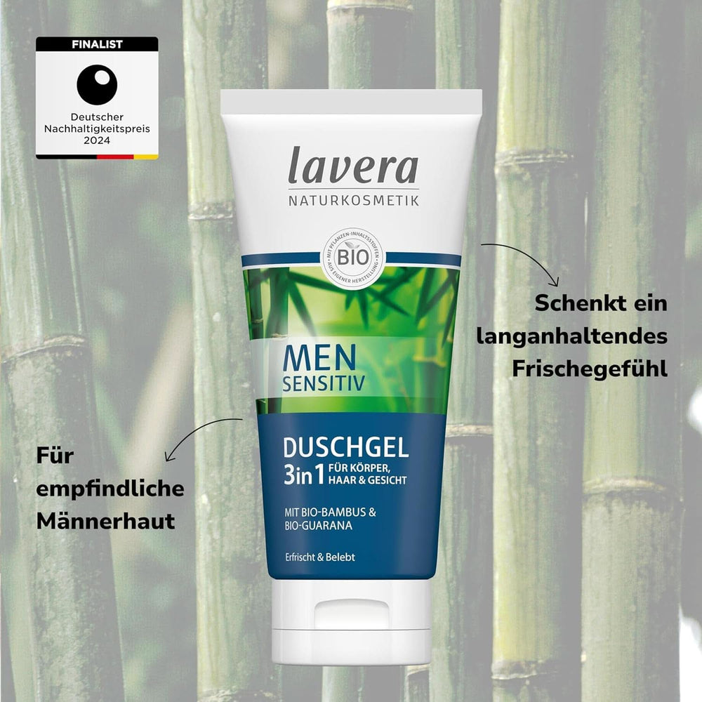 Lavera, Gel doccia con bambù biologico e guaranà, 3 in 1, per pelle, capelli e viso, 200 ml Doccia e bagno Naty Shop