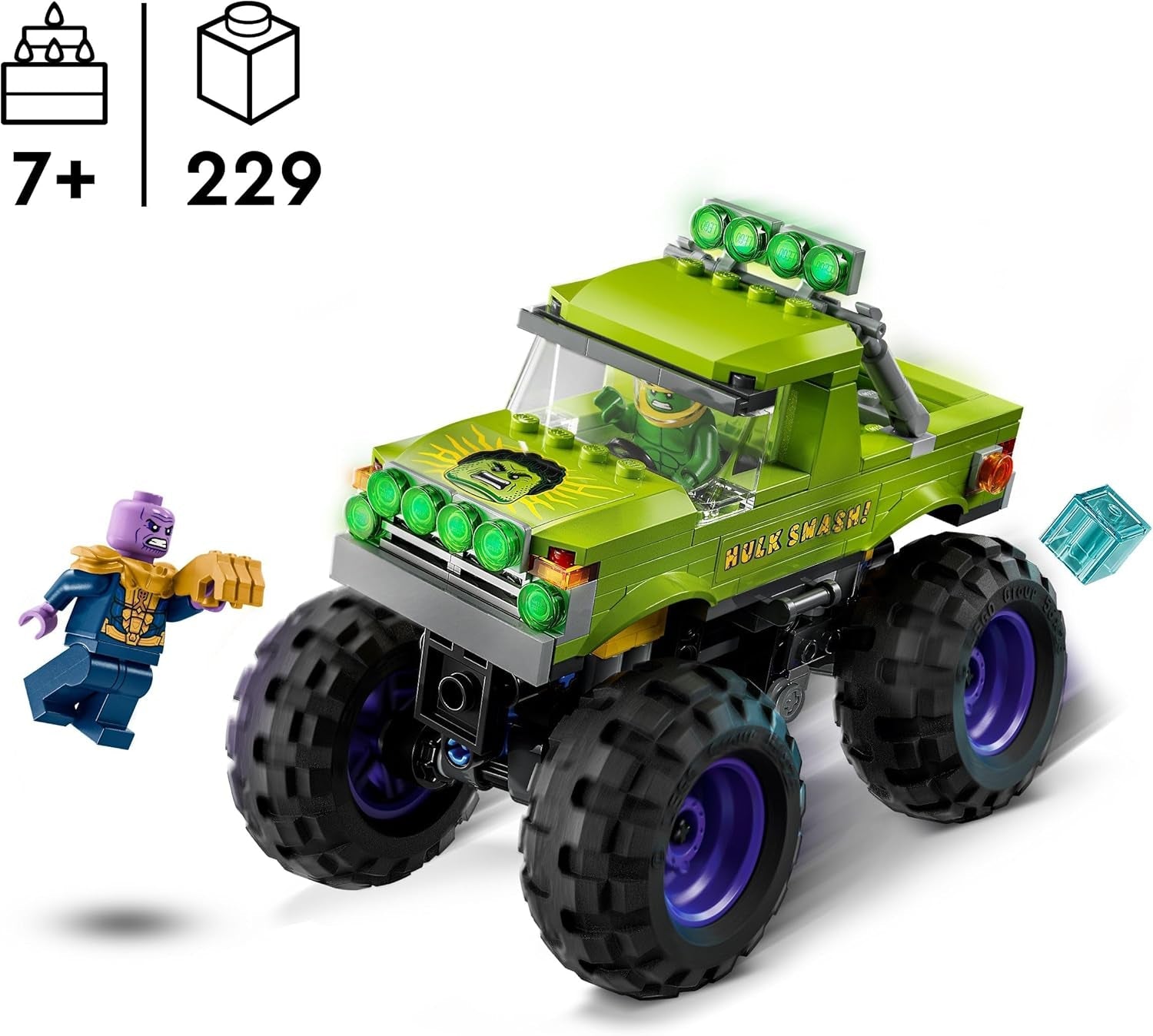 Il camion LEGO® Marvel Hulk vs. Thanos - Giocattolo da costruzione del supereroe - Veicolo e minifigure degli Avengers - Monster truck per un grande divertimento - Regalo per ragazzi e ragazze dai 7 anni - 76312 Set da costruzione Besuche den LEGO-Store