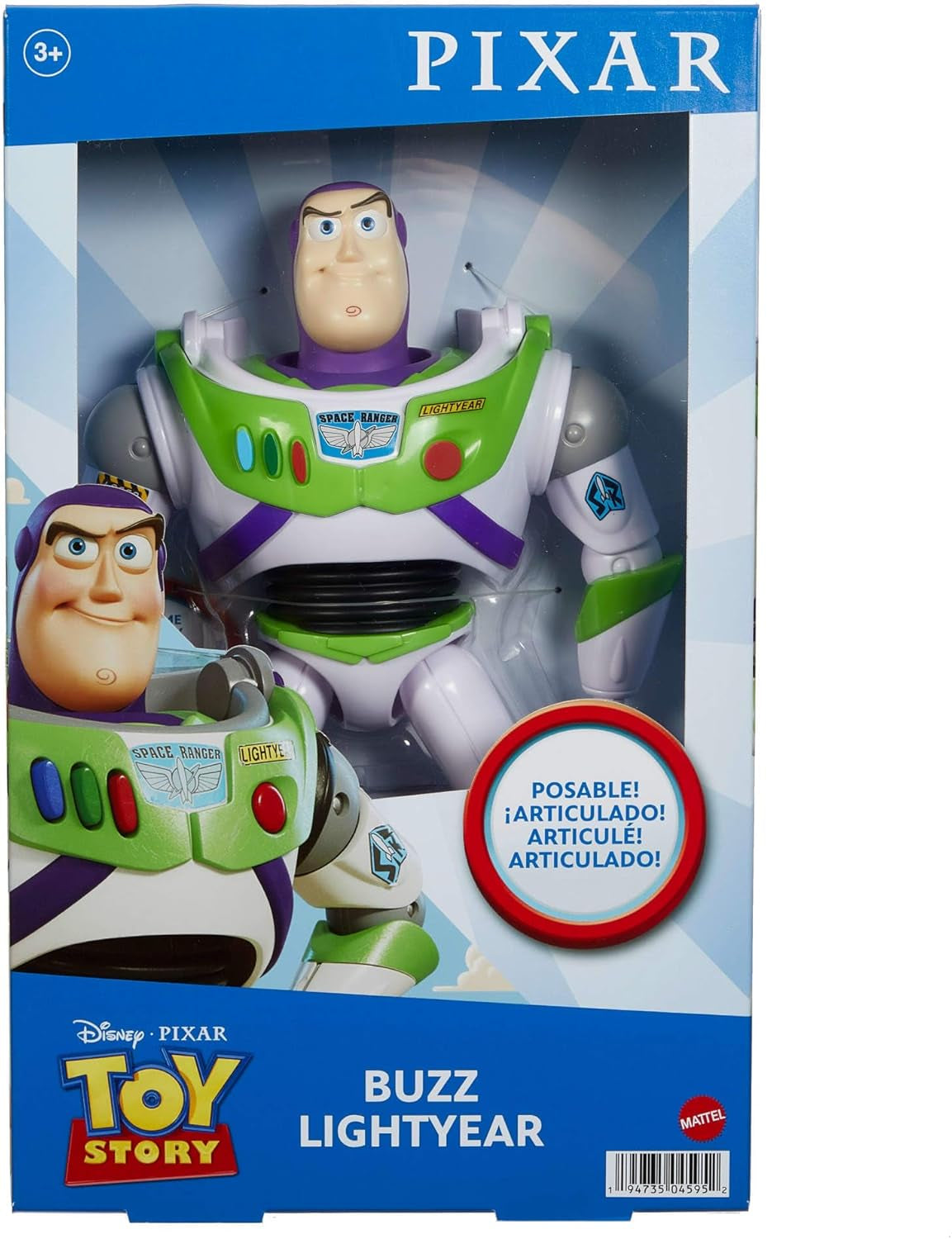 Mattel Big Disney Pixar Buzz Lightyear Action Figure, Aprox. 31 cm, Super Movable, Detailed Collectible Figure From The Toy Story Space Movie, Ages 3+ HFY27 Action figures Naty Shop