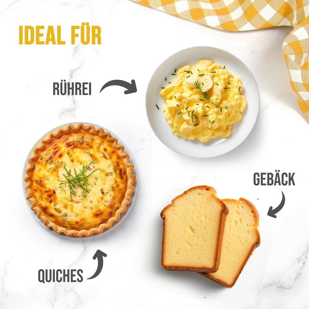 EASY YUMMY - Vollei-Eipulver (1000g = 80 Eier) aus Regionalen Niederländischen Freiland-Eiern | mito 1-Ei-Messlöffel | Wiederverschließbarer Beutel, lange Haltbarkeit | Rührei, Kochen, Backen | 100% loro