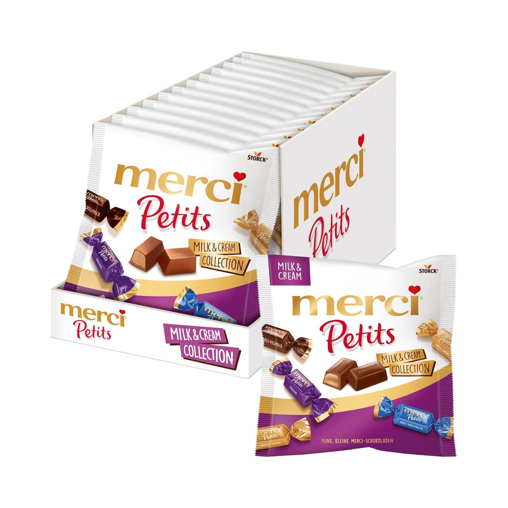 Merci Petits Coffee Cream - 12 x 125g - Piccole Praline di Cioccolato Bianco su Finissimo Cioccolato con Crema al Caffè - Praline di Cioccolato Confezionate Singolarmente