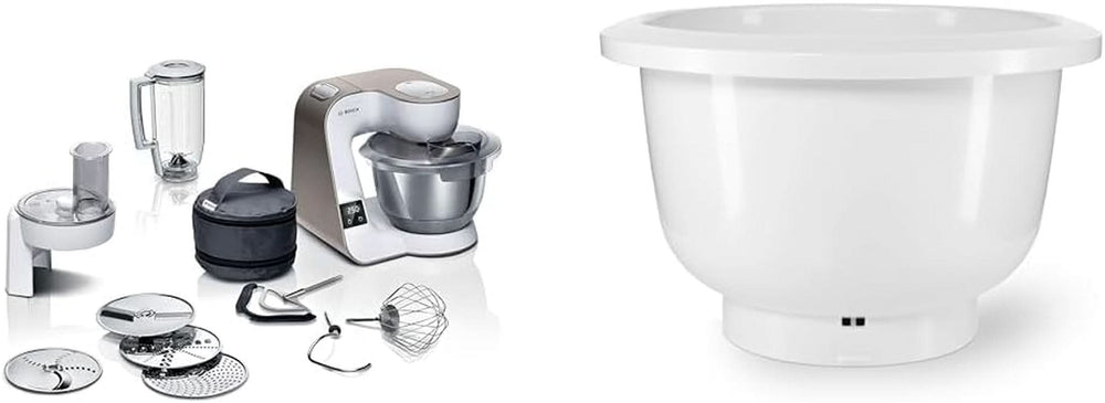 Robot da cucina Bosch Serie 4 MUM5X720, bilancia integrata, ciotola inox 3,9L, mixer 1,25L, 1000W Accessori Alimentazione e Allattamento Baby Naty Shop Confezione con ciotola Champagne Bianco 2 accessori