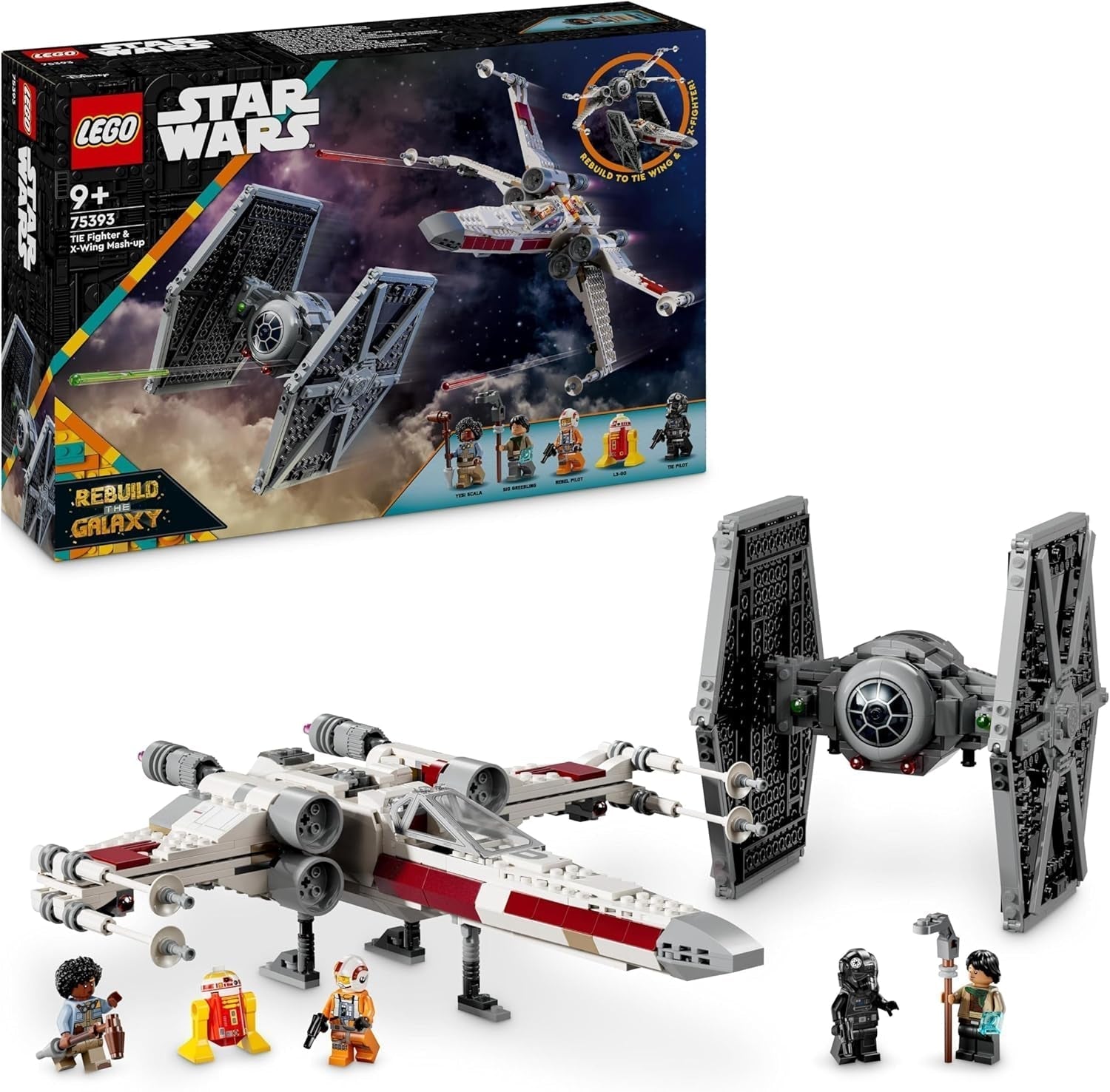 LEGO Star Wars TIE Fighter e X-Wing Mashup, giocattolo Starfighter costruibile, idea regalo per bambini, astronavi personalizzabili, regalo per ragazzi, ragazze e tutti i fan 75393 Set di costruzione Acquista il titolo predefinito del LEGO-Store