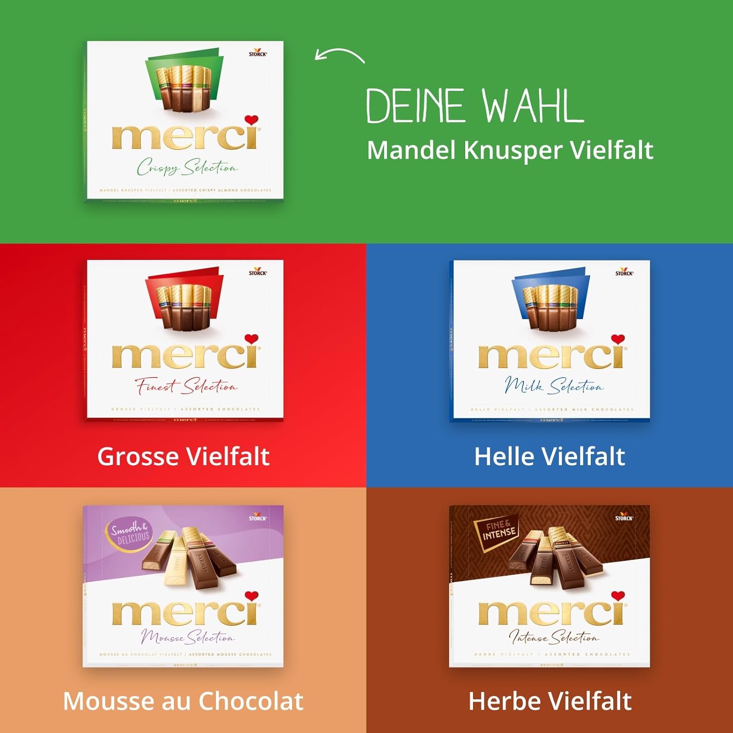 merci Finest Selection Varietà Mandorla Crunch – 1 x 250 g – Raffinate specialità con noci e cioccolato – Praline ripiene e vuote