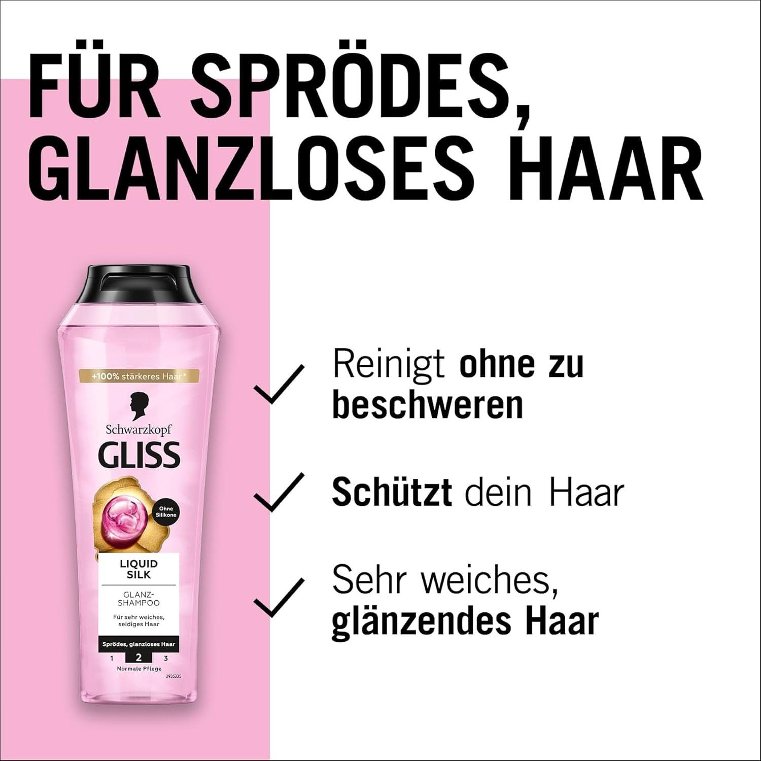 Gliss Shampoo Seta Liquida (250 ml), per capelli fragili e opachi Doccia e bagno Naty Shop