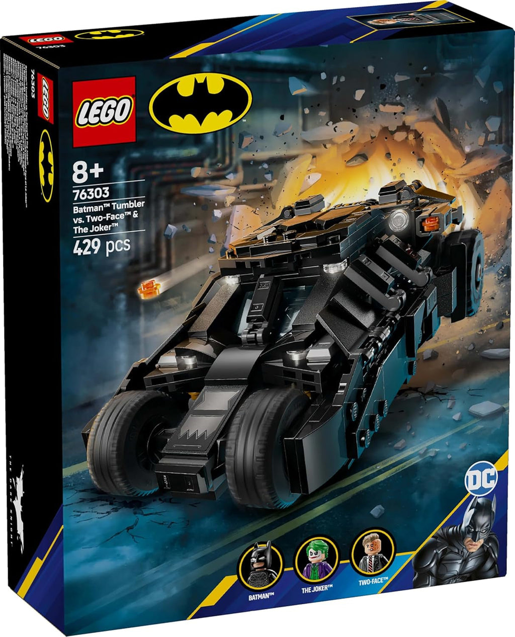 LEGO DC Batman: Batman Tumbler Vs. Two-Face & Joker - Jucărie de supererou cu Batmobile Car - Playset cu minifigurine - Cadou pentru băieți și fete de la 8 ani 76303 Seturi de constructie Besuche den LEGO-Store