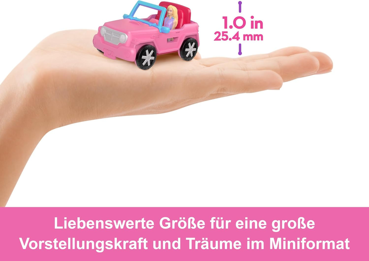 Barbie Mini Barbieland set de păpuși și vehicule de jucărie, păpușă de 1,5 inci și vehicul de jucărie iconic cu surpriză care își schimbă culoarea, HYF43 Papusi Naty Shop