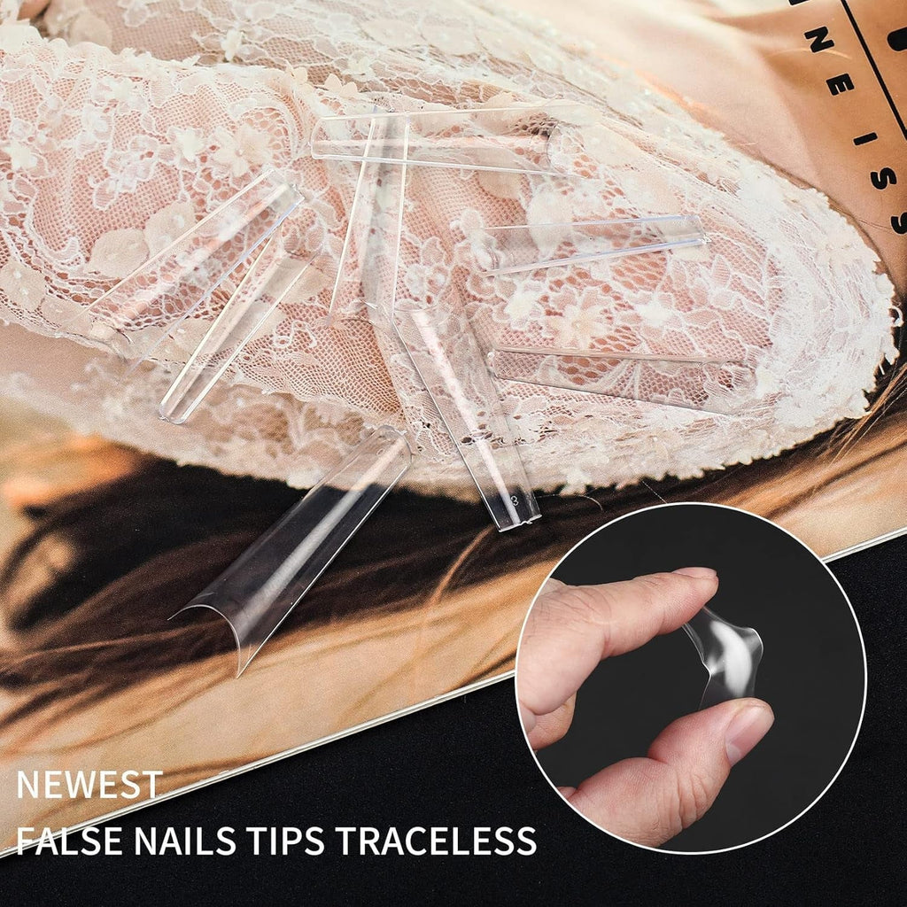 240 bucăți unghii artificiale, vârfuri unghii false extra lungi, acoperire completă, vârfuri unghii balerină (transparente)