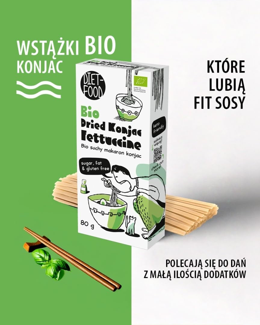 Fettuccine Konjac Shirataki Bio 80g - A basso contenuto calorico e a basso contenuto di carboidrati, senza glutine, a basso contenuto di carboidrati, adatte per diete cheto, con farina di tapioca