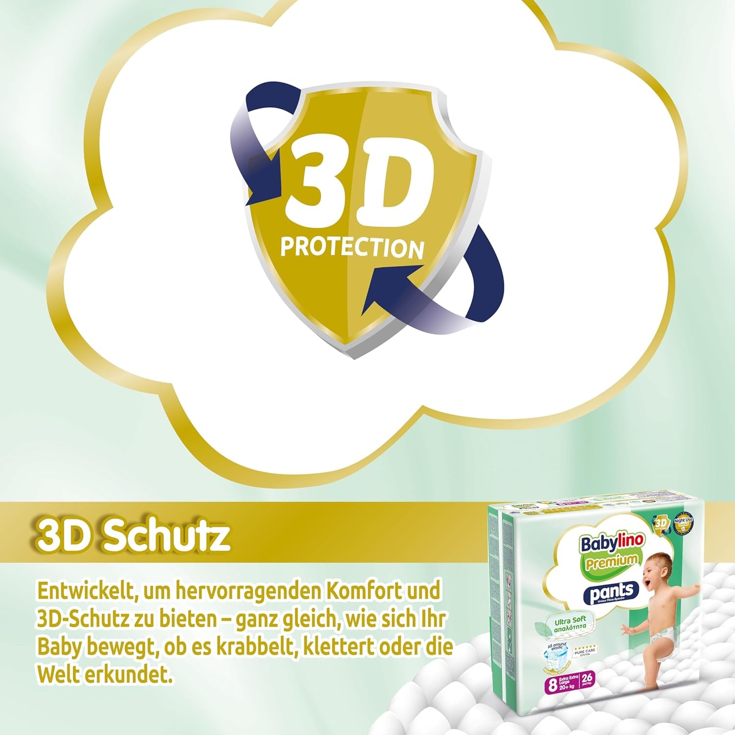 Pantaloni Premium taglia 8 con filtro ultra morbido, XXL (20+ kg), 26 pezzi