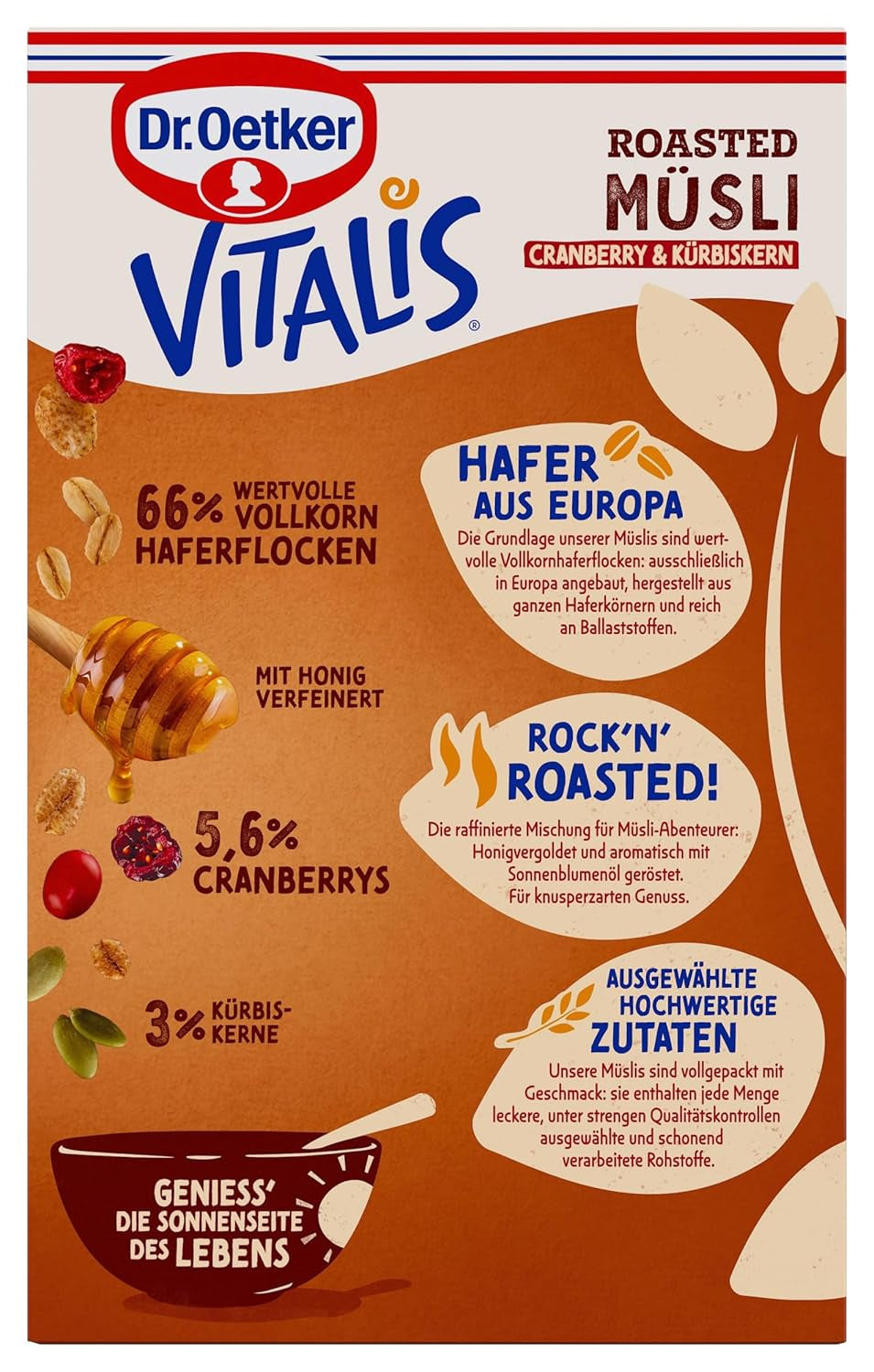 Dr. Oetker Vitalis Muesli Tostato con Mirtilli Rossi e Semi di Zucca: Muesli Tostato con Mirtilli Rossi Secchi, Confezione da 8 (8 x 501g)