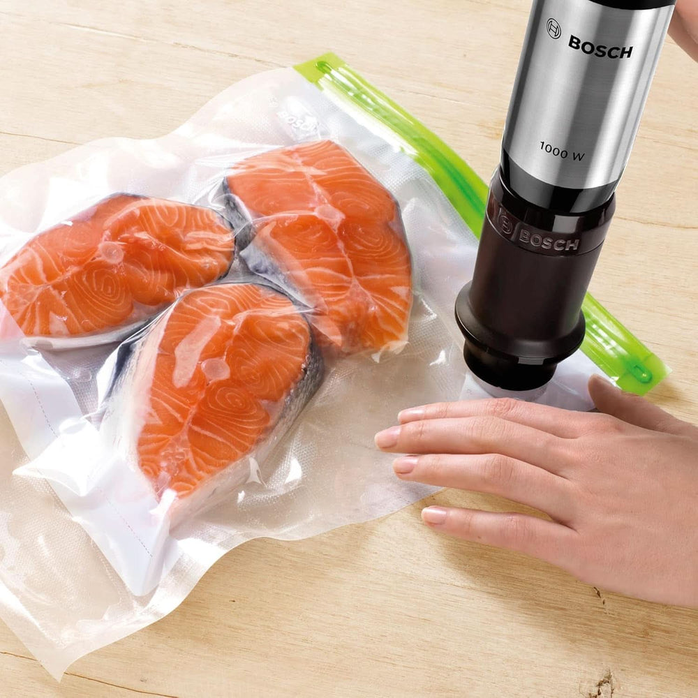 Bosch Ergomixx Style Stabmixer MS6CM61V2, Vakuum-Funktion, Vakuum-Pumpe, Vakuum-Beutel, 4-Klingen-Messer, 12 Stufen, Turbo-Funktion, 1000 W, Nero/Antracite Mamma e bambino Naty Shop