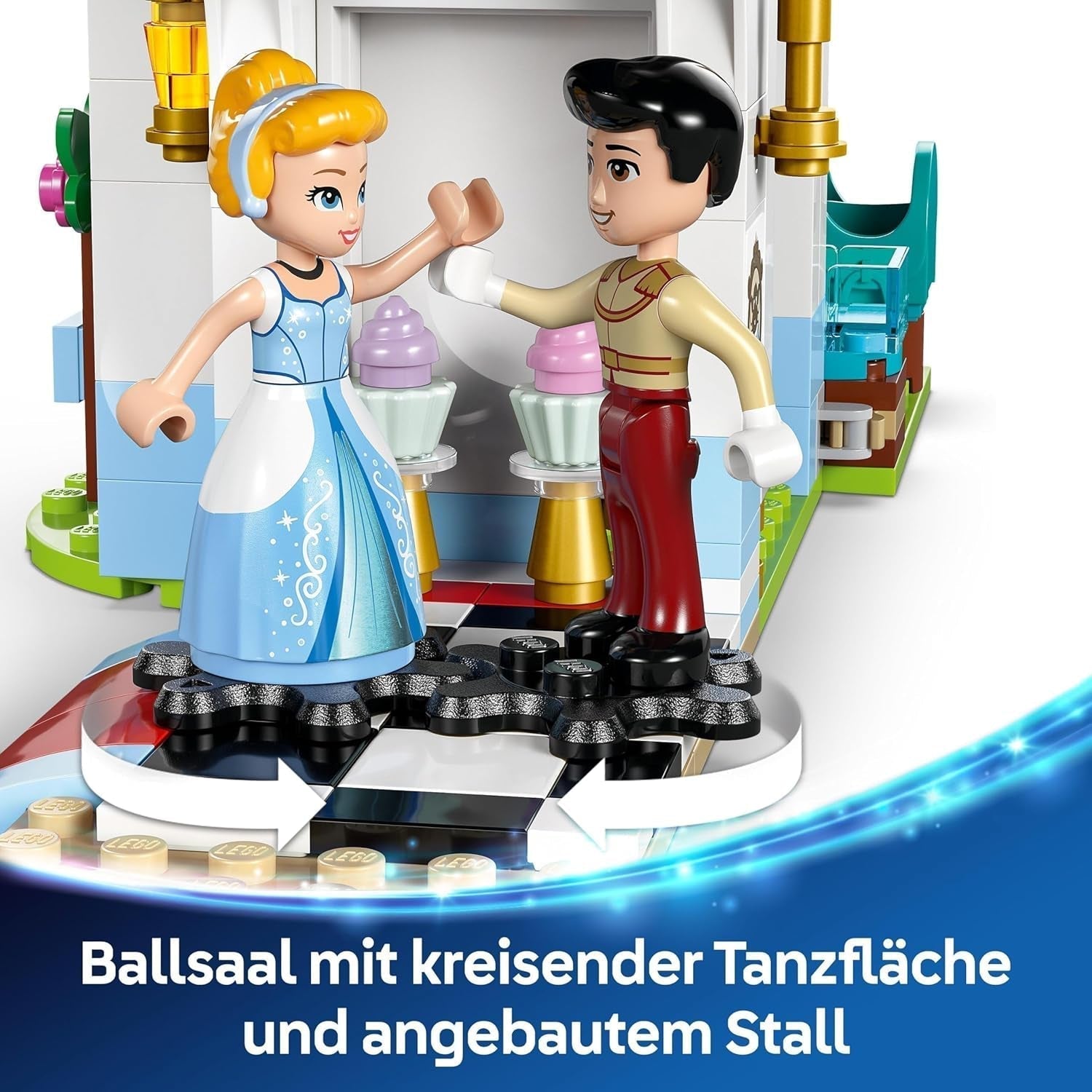 LEGO € Disney Princess Castello di Cenerentola e carrozza trainata da cavalli, set per ragazze dai 6 anni in su, fantastico giocattolo con mini bambole della principessa Cenerentola e del principe azzurro, idea regalo per i fan Disney 43275 Set da costruzione Beuche den LEGO-Store