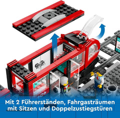 Tram LEGO City con stazione, idea regalo per gli appassionati di veicoli a partire dai 7 anni, con 6 minifigure e un cane guida per giochi di ruolo, giocattolo costruibile 60423 Set da costruzione Besuche den LEGO-Store
