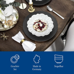 Villeroy & Boch – Set de veselă Toy's Delight Royal Classic cu 12 piese, alb, potrivit pentru mașina de spălat vase și cuptorul cu microunde, farfurii, set de veselă pentru 4 persoane, veselă de Crăciun, jucării, porțelan premium