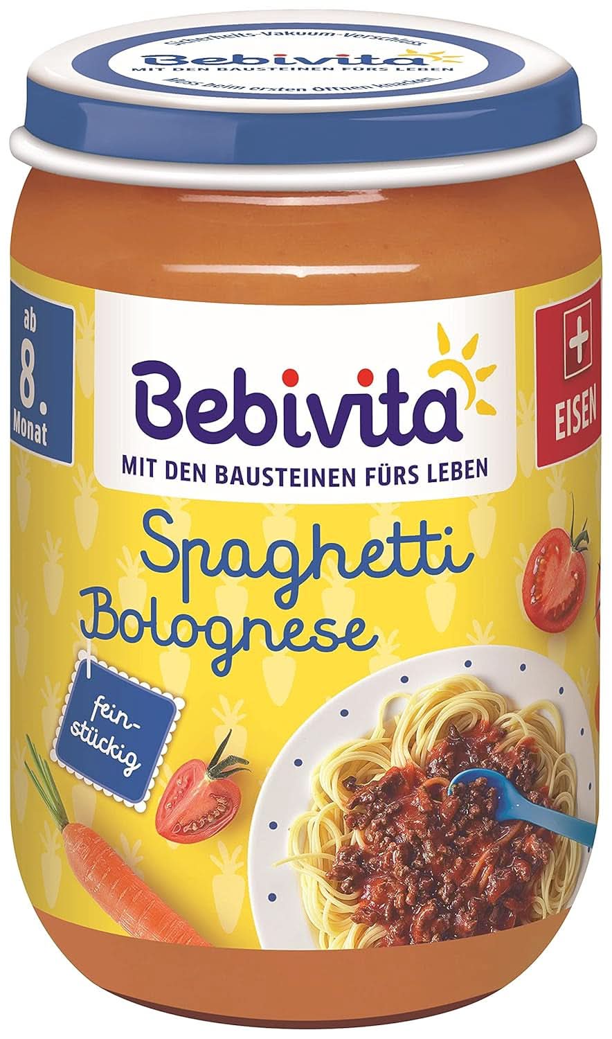 Menu Da 8 mesi Spaghetti alla Bolognese, conf. da 6 (6 X 220 grammi), medi Mamma e Bambino Naty Shop