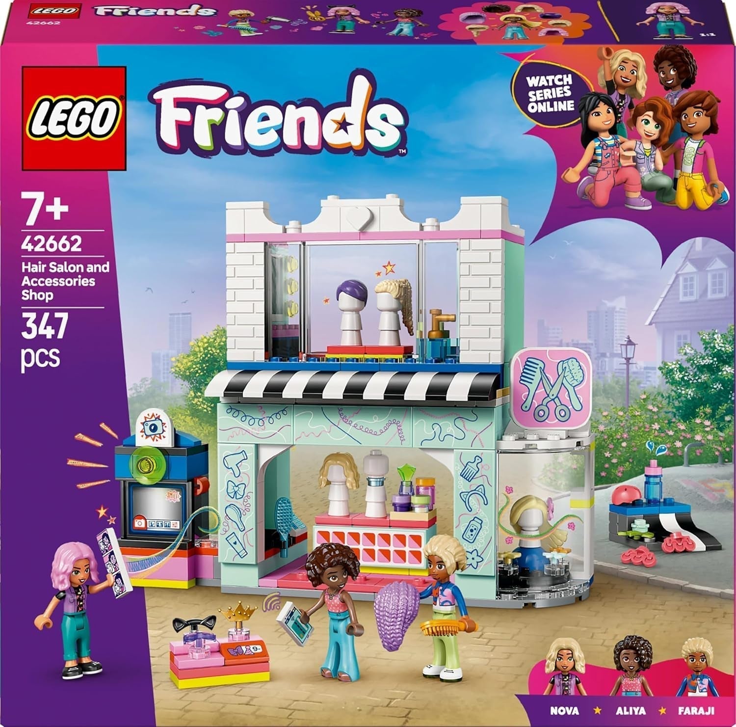 Salon de coafură LEGO Friends, set de construit și jucat pentru jocuri de rol creative, jucărie de construit, cadou pentru fete cu vârsta de peste 7 ani, 3 minifigurine de personaje pentru jocuri de rol 42662 Seturi de constructie Besuche den LEGO-Store