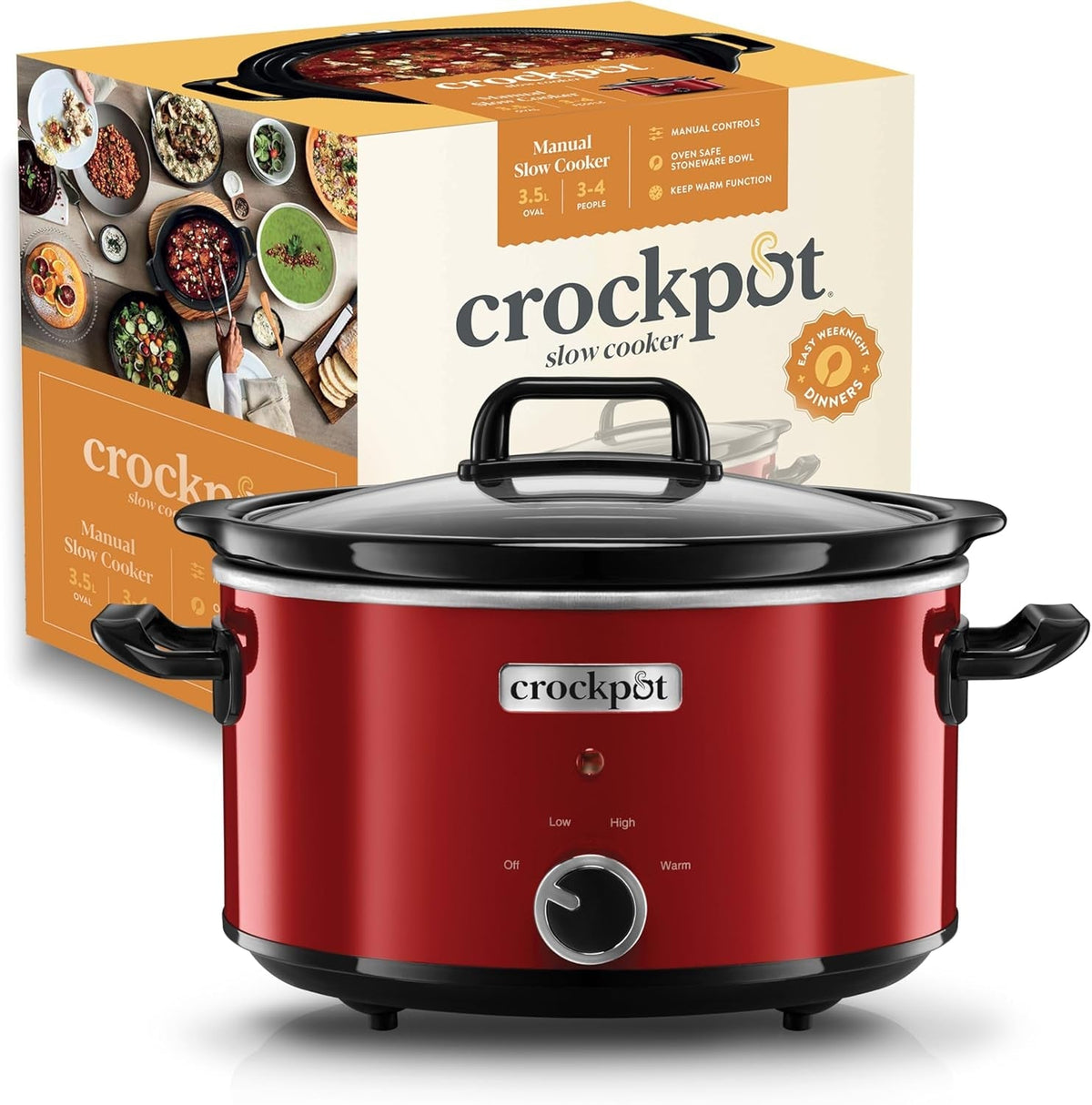 Slow Cooker Crock-Pot, 2 impostazioni di temperatura + funzione di mantenimento in caldo, 3,5 litri (3-4 persone), Rosso [SCV400RD] Slow Cooker Naty Shop Titolo predefinito
