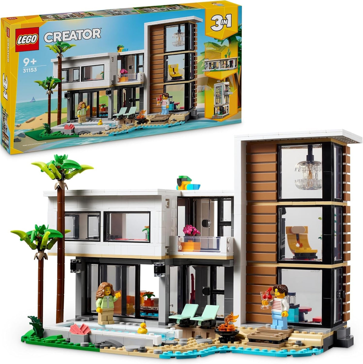 LEGO Creator Modern House, set 3 în 1 pentru a converti într-o casă de oraș sau o cabană în pădure, model de casă, idee de cadou pentru băieți și fete de la 9 ani, jucărie educativă 31153 Seturi de constructie Besuche den LEGO-Store Titlu implicit