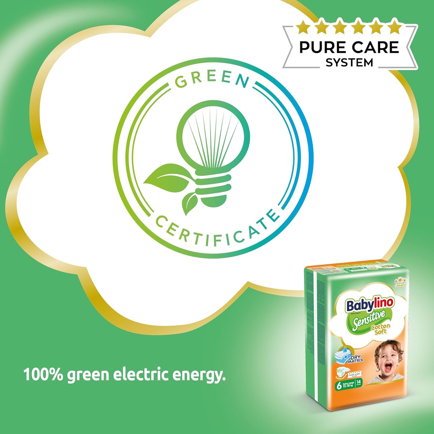 Pannolini per bambini sensibili, taglia 6, extra large (13-18 kg), 114 pannolini