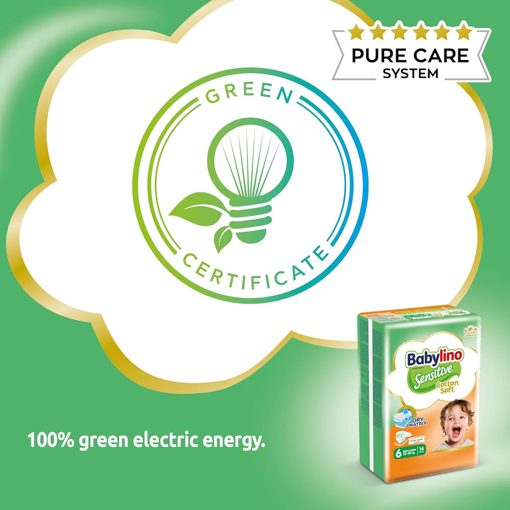 Pannolini per bambini sensibili, taglia 6, extra large (13-18 kg), 114 pannolini