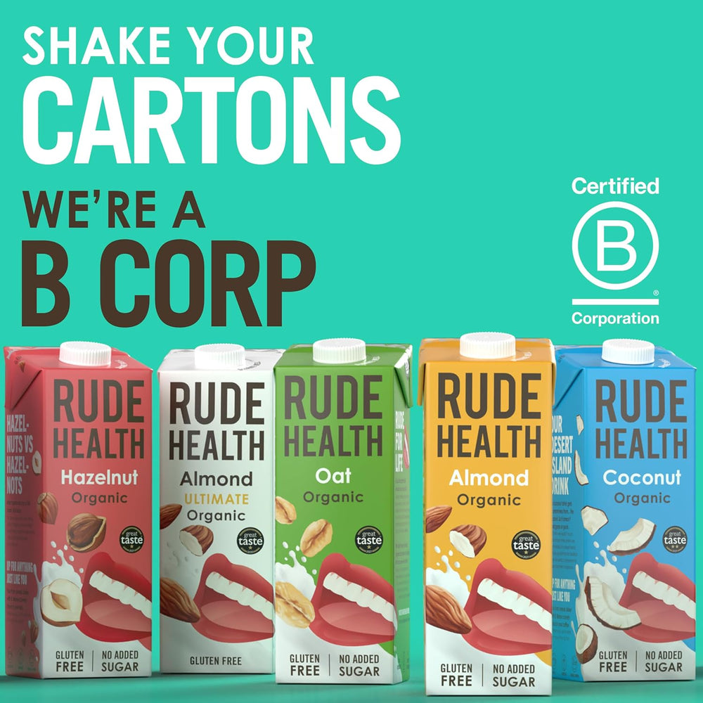 Rude Health 6 x 1 litro Bio-Cashew-Drink, 100% naturale Bio-Getränk, glutenfrei, ungesüßt, preisgekrönt, gesund & vegan, 100% recycelbare Verpackung