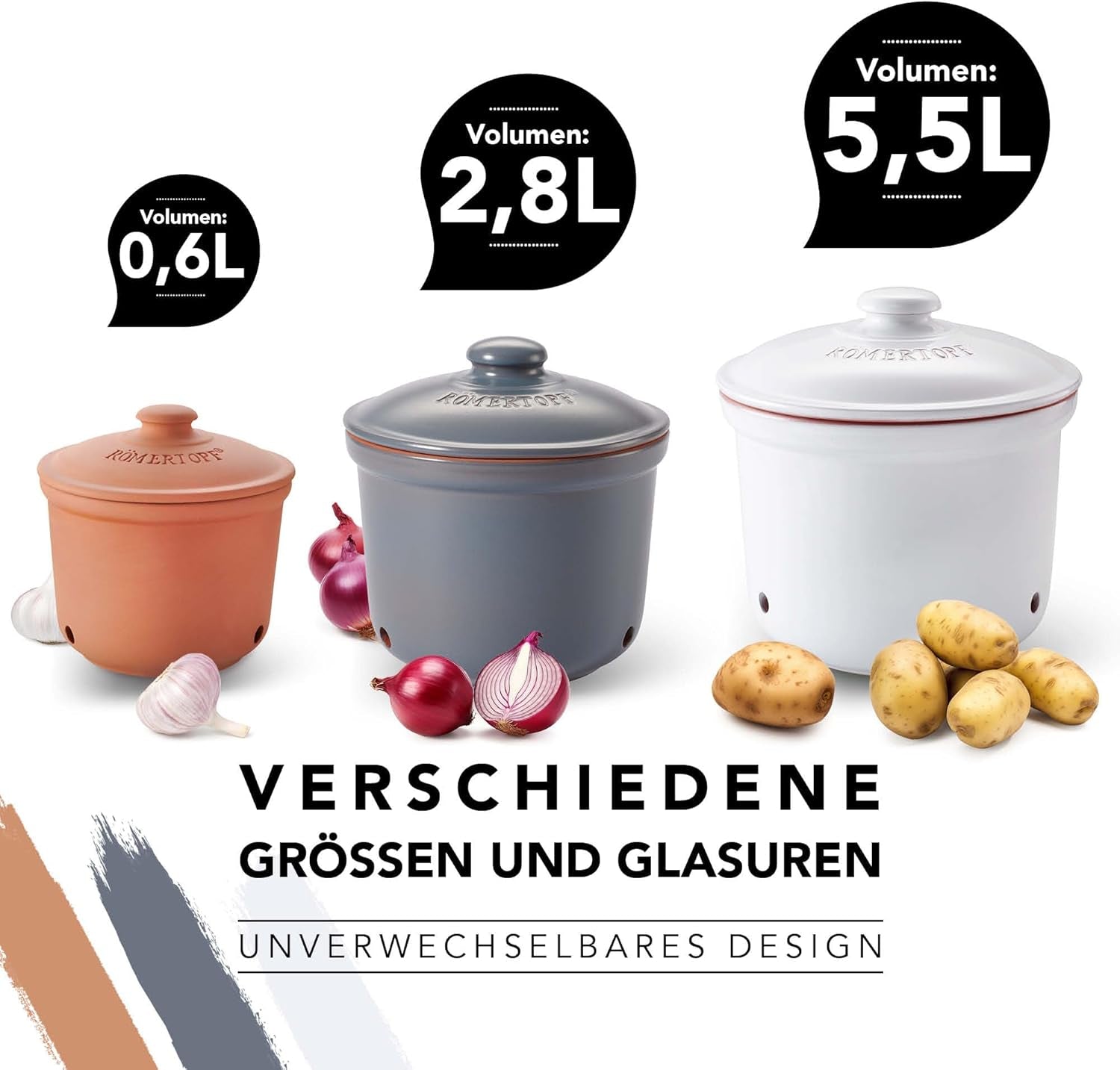 Römertopf oală de usturoi oală proaspătă din lut natural pentru o perioadă lungă de valabilitate a alimentelor, cum ar fi usturoiul Ø 12,5 cm alb Cutii depozitare alimente Naty Shop