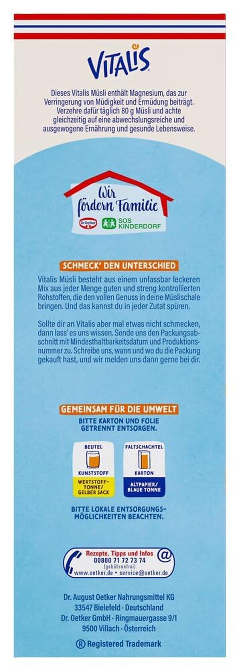 Dr. Oetker Vitalis Less Sweet Crunchy Pure: muesli croccante con il 30% di zucchero in meno, confezione da 5 (5 x 600 g)